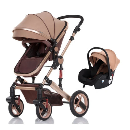 Luxury 3-in-1 Baby Stroller with Car Seat & Bassinet – All-Terrain Travel System