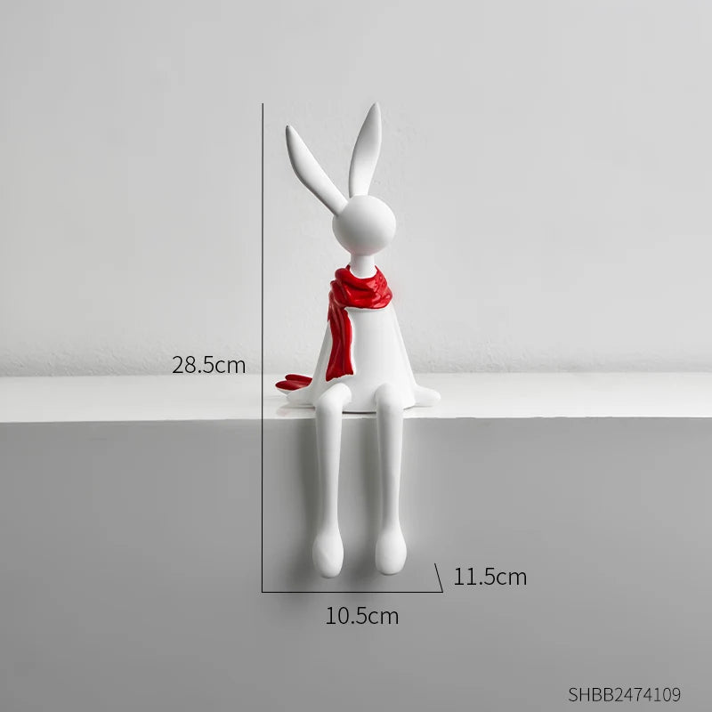 Modern Nordic Sitting Bunny Couple – Minimalist Home & Office Decor