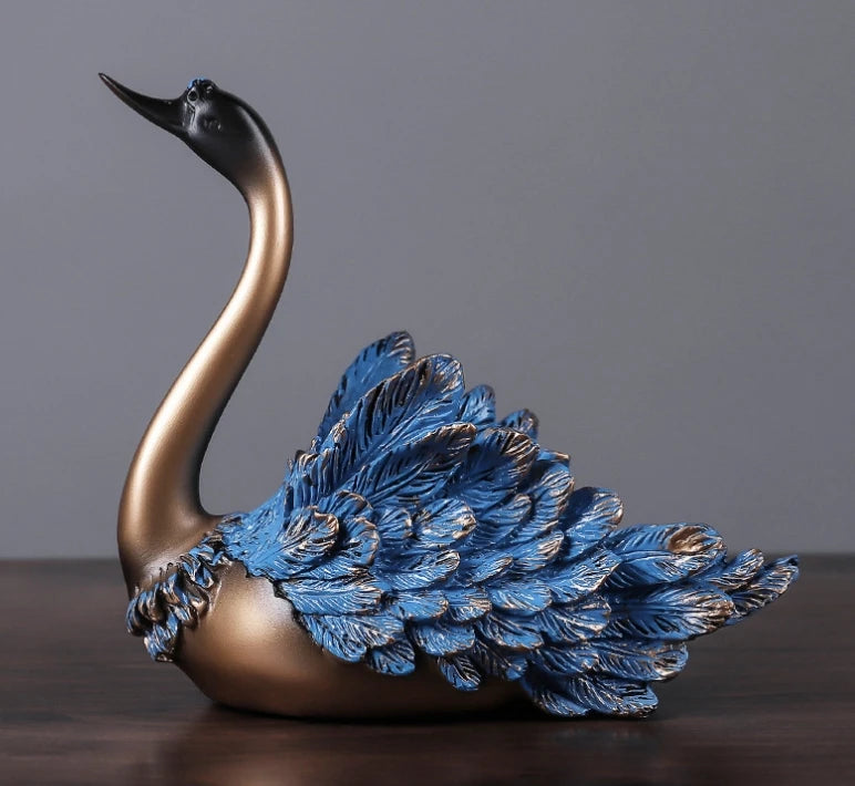 Luxury European-Style Swan Statue Wine Rack – Elegant Resin Ornament for Home & Dining Décor