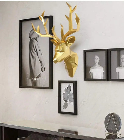 Modern Geometric Deer Head Wall Art – Stylish 3D Sculpture for Home & Office Décor