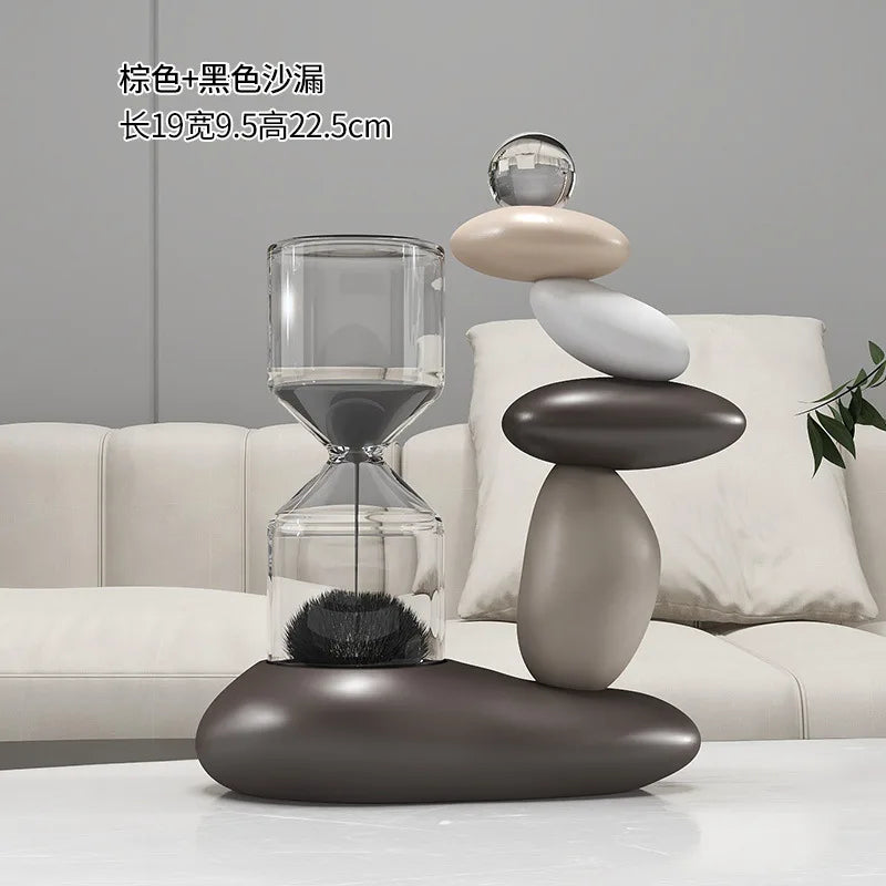 Zen Balance Stone Hourglass – Modern Sand Timer & Decorative Sculpture