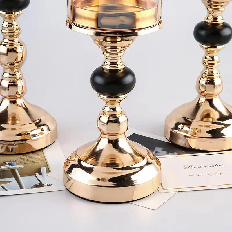 Elegant Metal & Glass Candle Holder – Modern Decorative Table Centerpiece