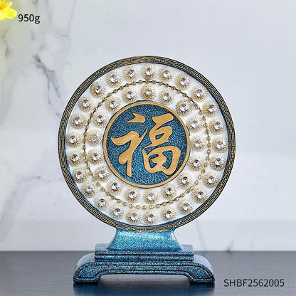 Luxury Golden Deer & Fortune Blessing Plate – Elegant Home & Office Decor