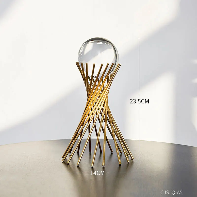 Modern Gold & Crystal Sphere Sculptures – Elegant Home & Office Decor