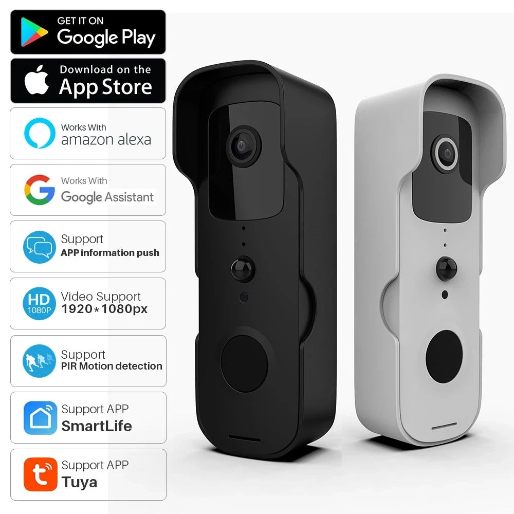 Innovative Tuya Smart Video Doorbell - 1080P WiFi Video Intercom with Two-Way Audio, Compatible with Alexa Echo Show and Google Home