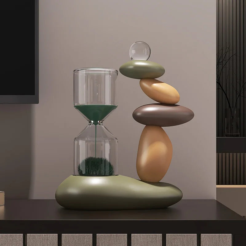 Zen Balance Stone Hourglass – Modern Sand Timer & Decorative Sculpture