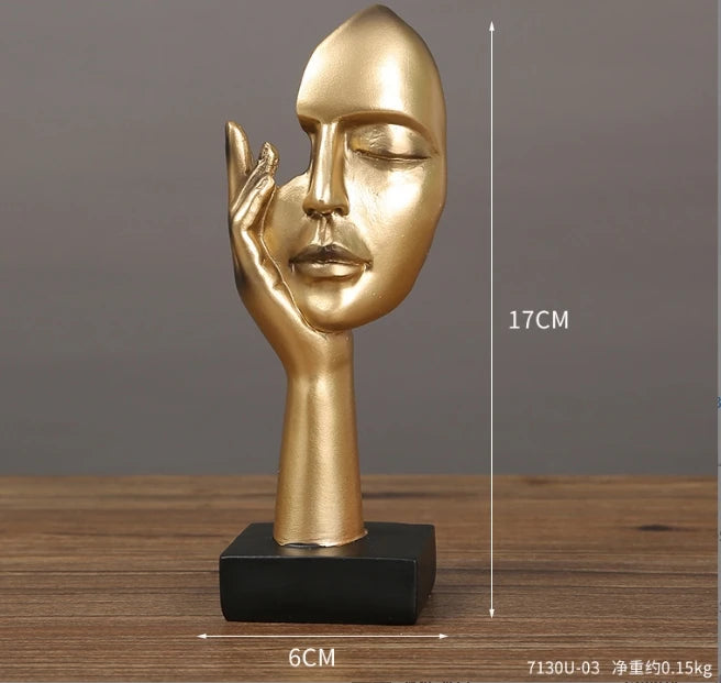 Resin Abstract Face Mask Sculpture – Modern Home & Office Table Décor