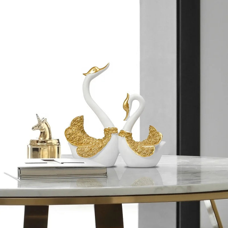 Elegant Swan Resin Sculpture – A Symbol of Love &amp; Timeless Beauty