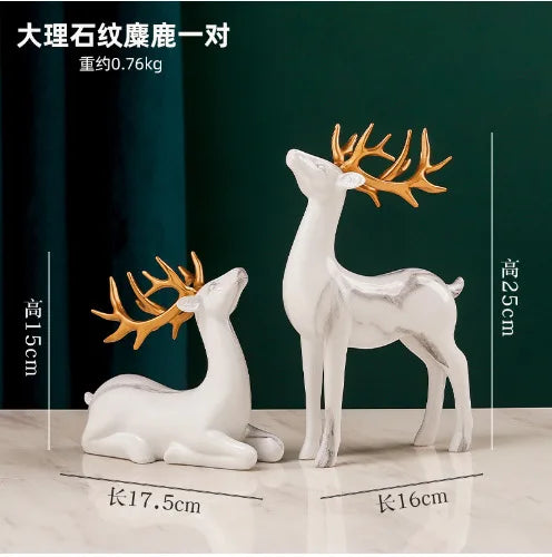 Majestic Emerald Deer Set – Luxury Home & Office Decor