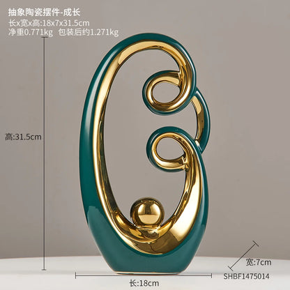 Luxury Gold & Jade-Inspired Decorative Sculptures – Elegant Home & Office Accents