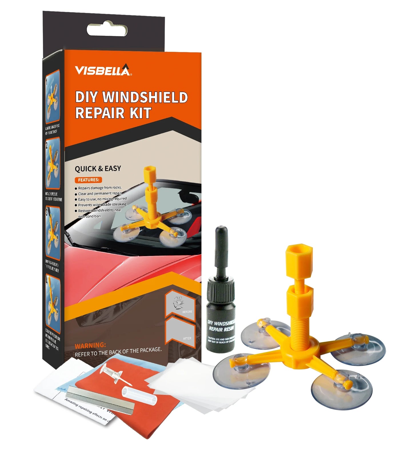 Visbella Windshield Repair Kit – DIY Glass Crack & Chip Fixer