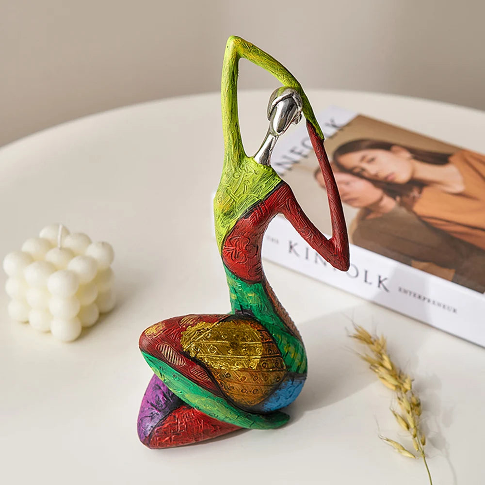 Abstract Colorful Yoga Sculptures – Modern Art Figurines for Home & Office Decor