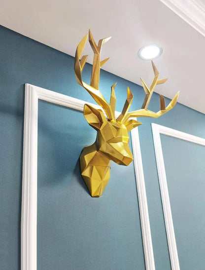 Modern Geometric Deer Head Wall Art – Stylish 3D Sculpture for Home & Office Décor