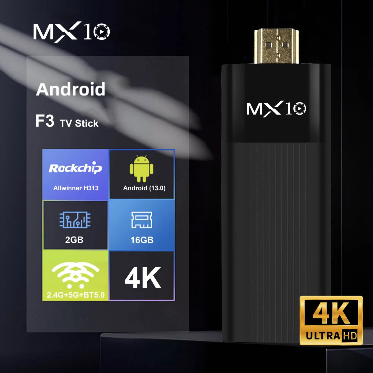 Experience Next-Level Entertainment with the MX10-F3 Wi-Fi 6 Android 13 TV Box - Enjoy Stunning 8K Decoding and Dual 2.4/5G Wi-Fi Support!