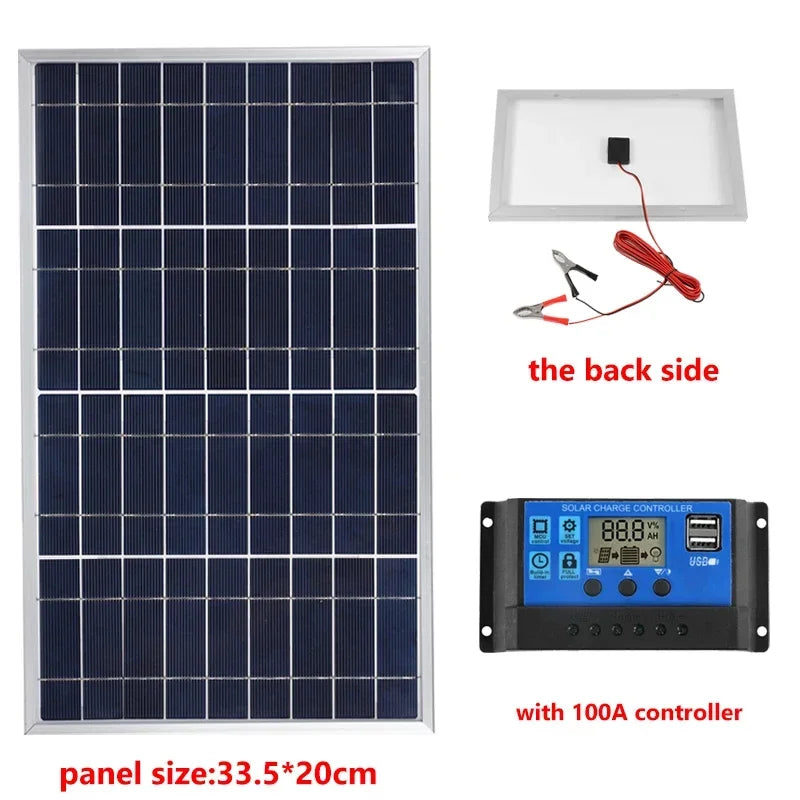 300W/600W Solar Panel Kit Complete 12V Polycrystalline USB Power Portable Outdoor Rechargeable Solar Cell Solar Generator