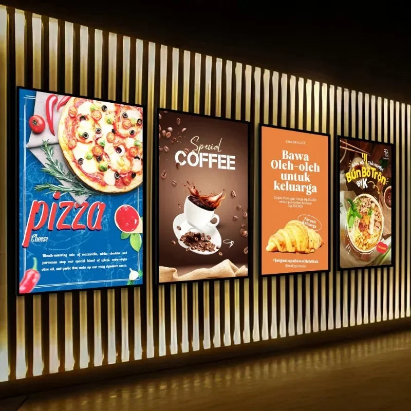 Sleek A1 A2 Ultra-Thin LED Light Box with Tempered Glass - Stunning Wall-Mounted Display for Vertical Advertising in Bars and More!