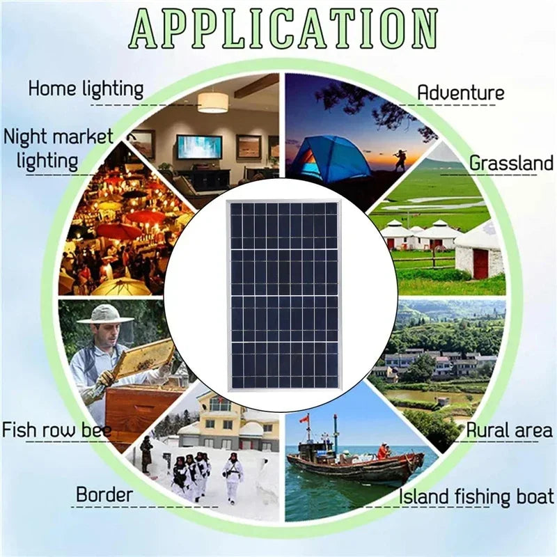 300W/600W Solar Panel Kit Complete 12V Polycrystalline USB Power Portable Outdoor Rechargeable Solar Cell Solar Generator